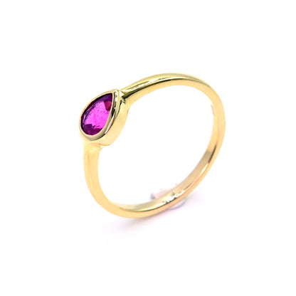 Minimalist ruby gold ring handcrafted in 14 karat yellow gold