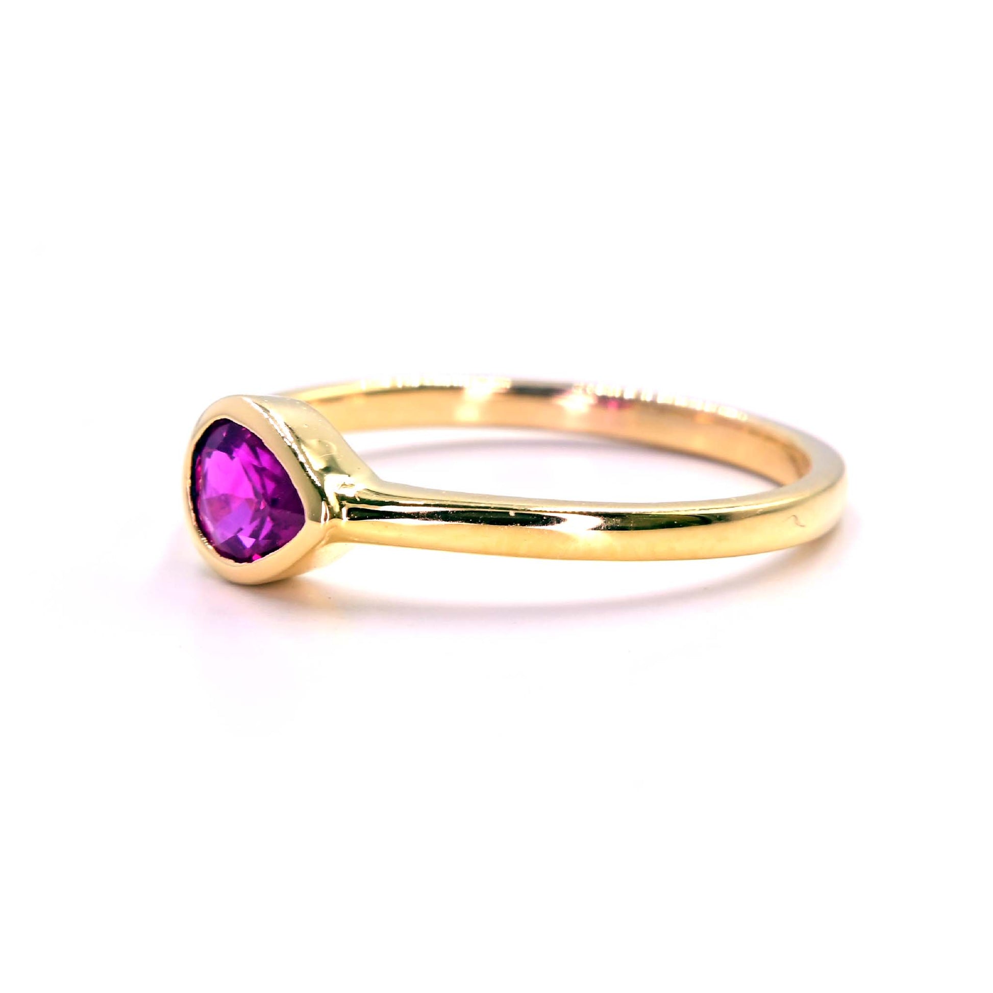 Delicate ruby gemstone ring for everyday wear in yellow gold