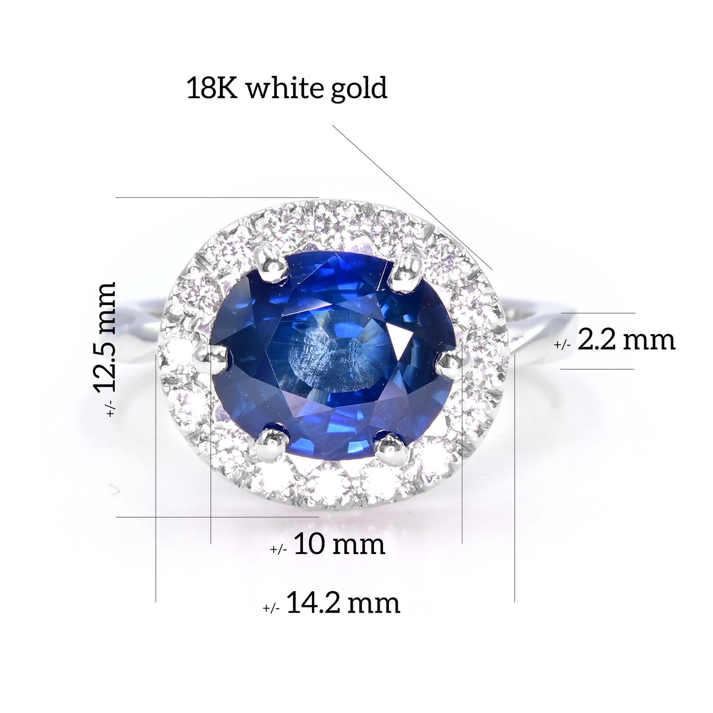 Classic blue sapphire engagement ring with diamond halo, perfect luxury gift for her