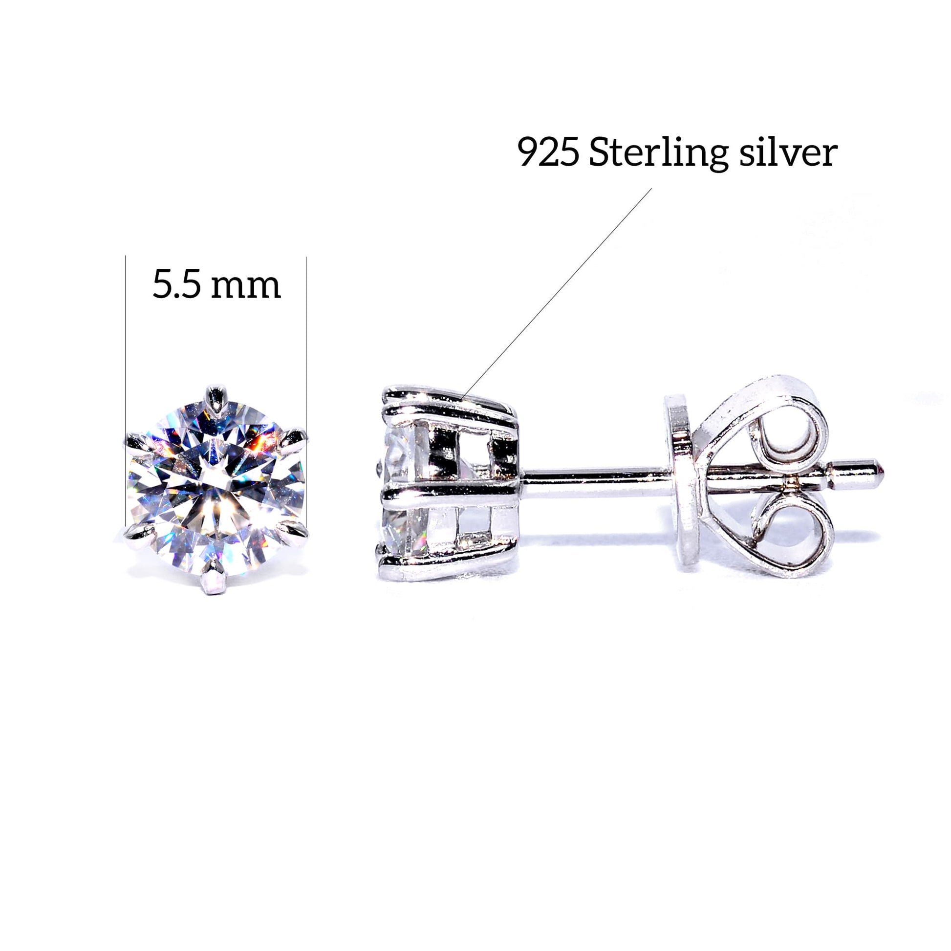Stud moissanite earrings - Shiraz Jewelry