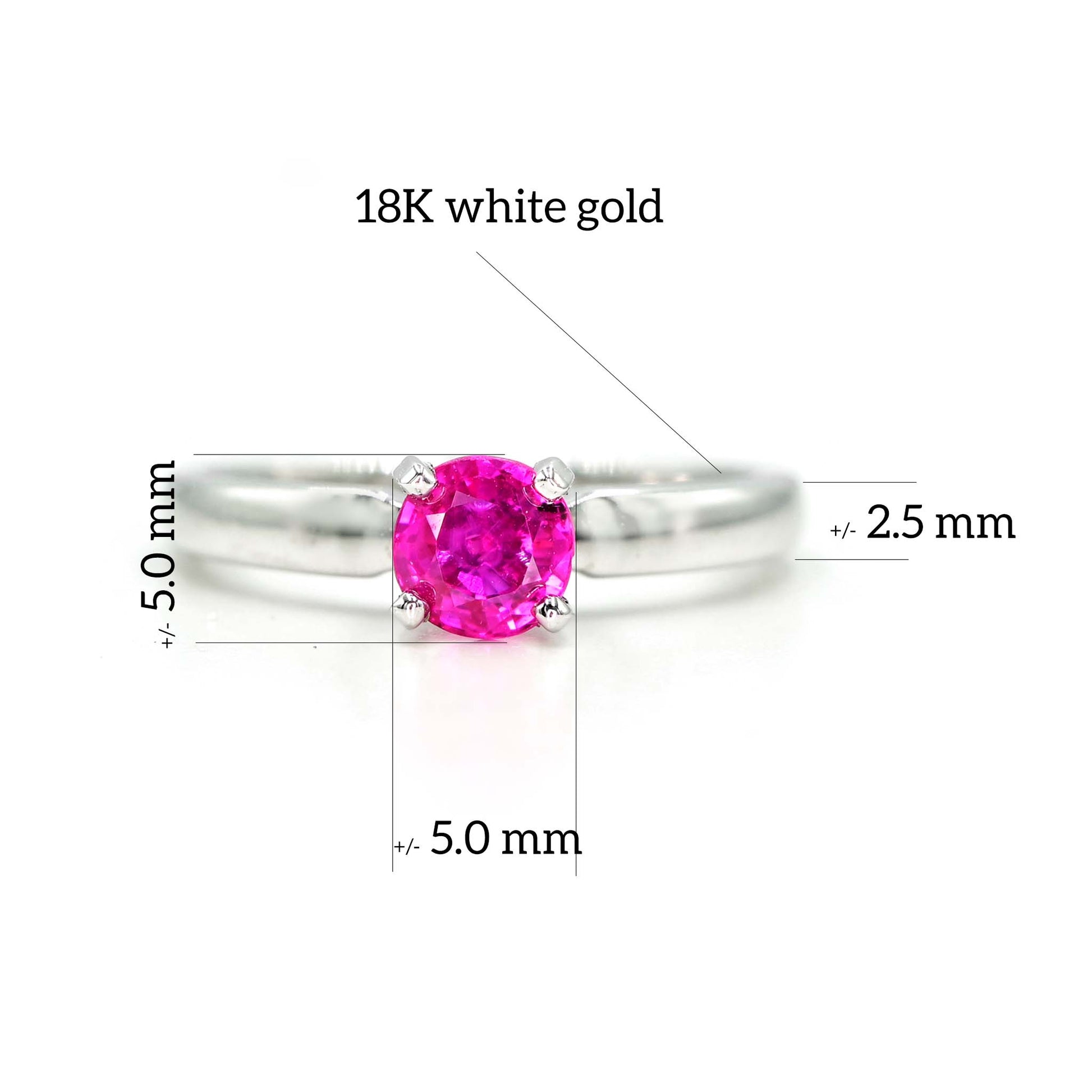 Details and dimensions of the Brilliant Ruby ring. Made to order, made by hand in Chiang Mai