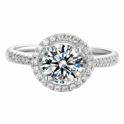 Moissanite engagement ring in sterling silver - Shiraz Jewelry