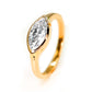 Affordable handmade marquise engagement ring with moissanite in 14k yellow gold