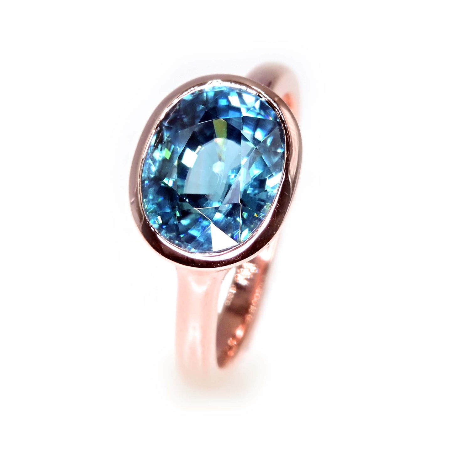 Thailand Blue Zircon Ring 14k Romantic Rose Gold