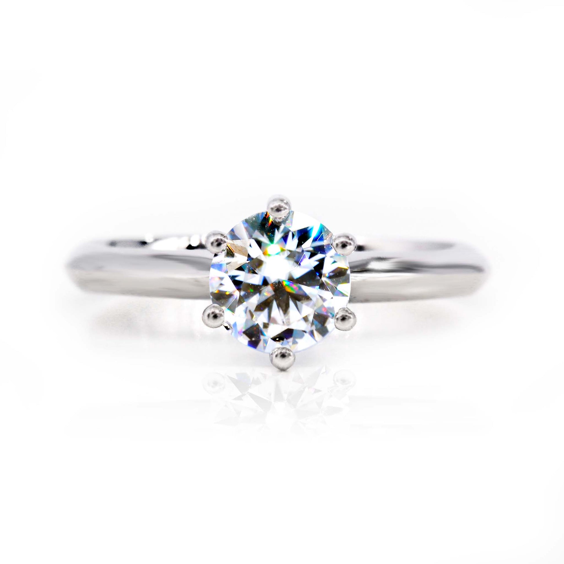 Moissanite silver ring for engagement or anniversary