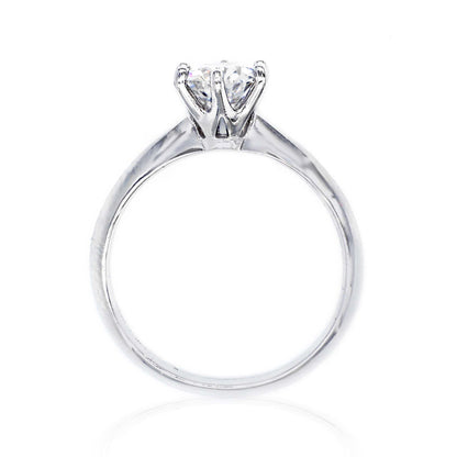 Silver engagement ring with moissanite