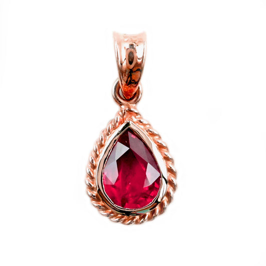 Ruby pendant in 14k rose gold - Shiraz Jewelry